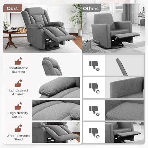Image of Amopatio Power Lift Recliner Chair for Elderly Indoor Reclining Chairs Lounge Chairs Single Sofa with Side Pockets and Remote Control for Living Room Bedroom(Gray)