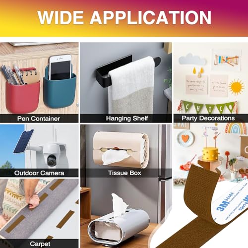 Image of Hook and Loop Strips with Adhesive 1x5IN 20Pairs /40Strips, Brown Strong Sticky Back Fastener, Heavy Duty Double-Sided Adhesive Hanging Strips for Home Office School