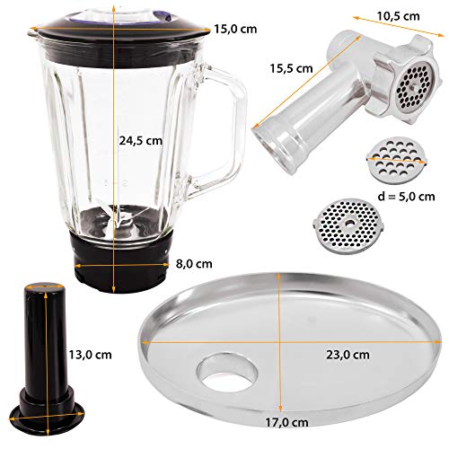 Syntrox Germany leistungsstarke Küchenmaschine Knetmaschine Mixer mit Fleischwolf in zeitlosem Design mit 5,5 Liter… – Bild 7