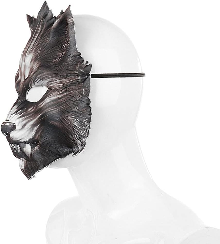 Halloween Wolf Half Face Werewolf Cosplay EVA Simulation Lifelike Vivid Animal Party Supplies for Carnival Halloween : Sports & Outdoors