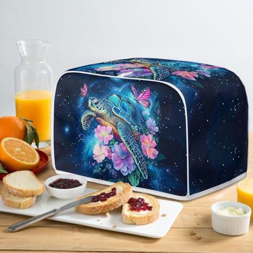 Image of Kitchen Toaster Dust Cover Compatible with 4 Slice Toaste Dust Protection Cover Hawaiian Hibiscus Floral Turtle Print Kitchen Decoration