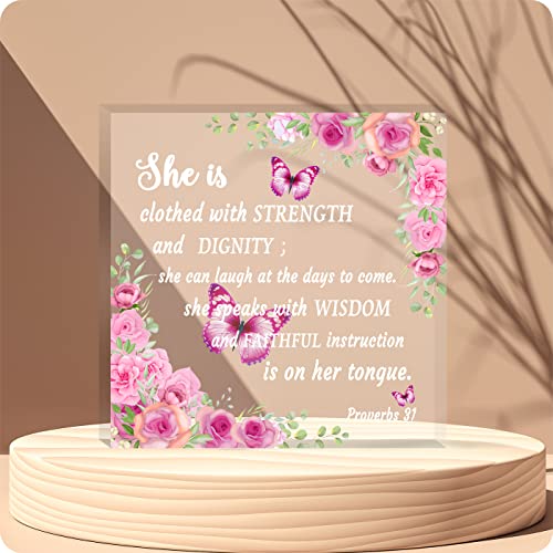 Christian Gifts For Women Acrylic Heart Inspirational Gifts With Bible Verse And Prayers Religious Gifts For Best Friend Couple Wife Husband For Home Office Table Shelf (Floral) #TOP14