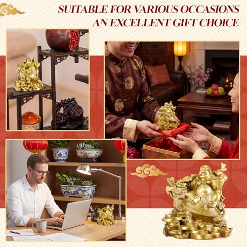Estatua Buda Risueño de Latón Feng Shui 4.5 pulgadas miniatura 4