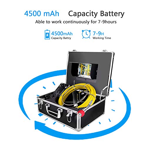 Endoscope Camera, 50M/165ft Pipe Camera 7 inch LCD Monitor Scope Camera Duct HVAC 1000TVL Sony CCD Borescope Sewer Camera Waterproof IP68 Pipeline Inspection Snake Cam (7D1N-50M-With DVR)