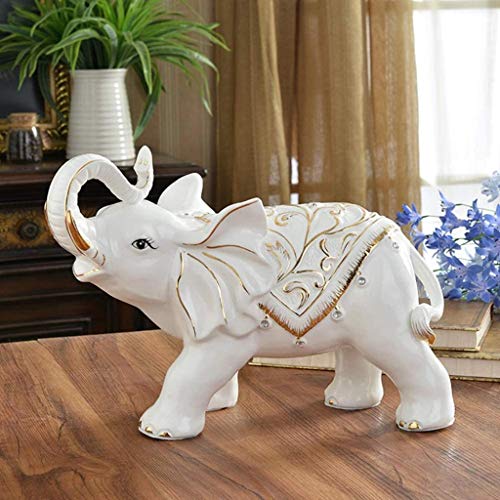 Estatua de elefante de la suerte, adornos de Feng Shui, escultura de cerámica para riqueza y prosperidad, regalo decorativo para decoración del hogar o tienda