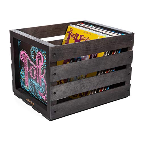 Chalkboard Vinyl Record Storage Crate (Espresso)