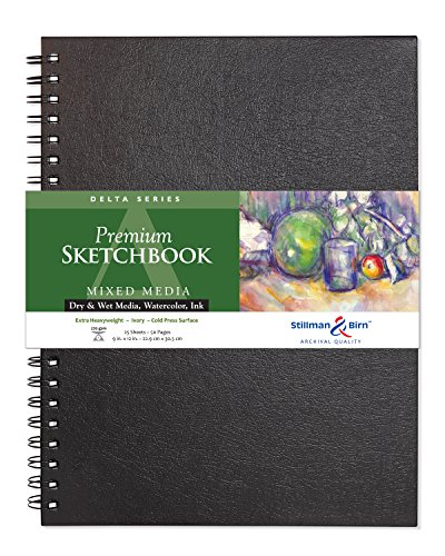 Stillman & Birn Delta con espiral Sketchb, peso pesado 180 libras, blanco marfil, 25 hojas, 9x12 9x12 en Negro