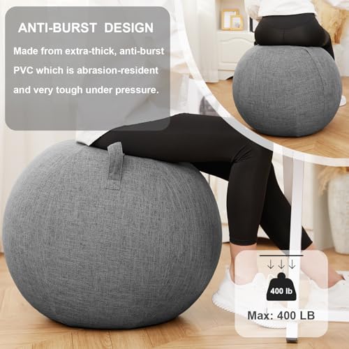 Image of Exercise Ball Chair with Fabric Cover, Standard Size (25inches /65cm), for Home Offices, Balance Training, Yoga Ball