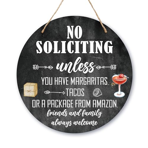 No Soliciting Sign For House, Funny No Soliciting Sign Decor, Do Not Knock Or Ring Doorbell Wooden Sign With Rope, No Knocking Door Sig, For Home House Yard Outdoor Porch, A06