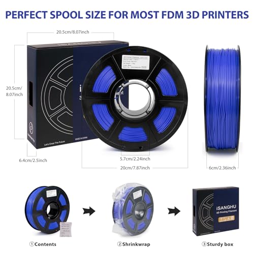 Image of ASA Filament 1.75mm, UV /Heat Resistant /Weather Resistant ASA 3D Printer Filament, Perfect for Printing Outdoor Functional Parts, Blue Filament 1kg(2.2lbs) Spool
