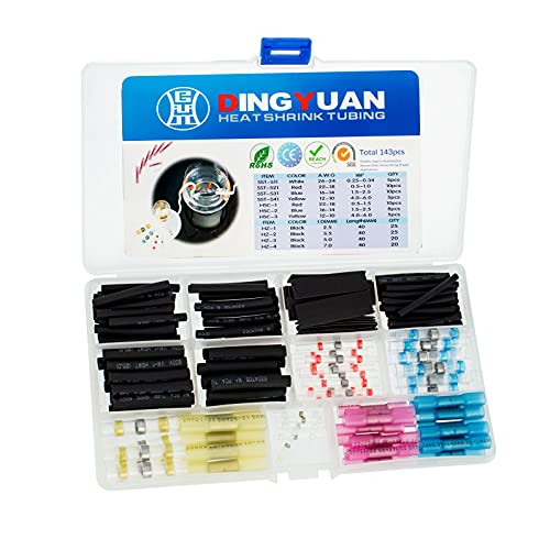 Waterproof Solder Seal Wire Connectors 30pcs Heat Shrink Tubing Butt Connectors 23pcs and 90pcs Heat Shrink Wire Wrap Tubing Kit Insulated Electrical Splices Terminals