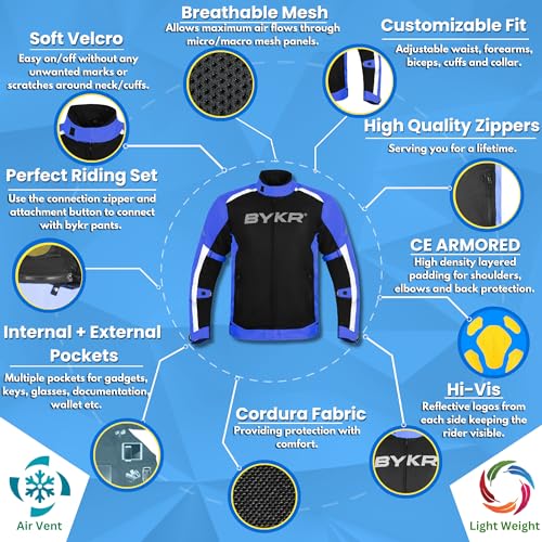Image of BYKR Mesh Motorcycle Jacket For Men Dual Sports Adventure Breathable Riding Protective Motorbike Jackets Enduro CE Armored