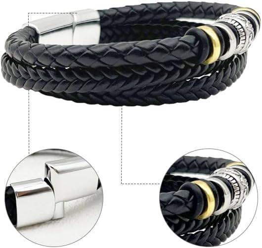 Miniatura 3 de Pulseras de cuero para hombre, 5 piezas, pulsera de moda para hombre, de cuero y acero, trenzada, con cierre de pulsera, regalo para hombres