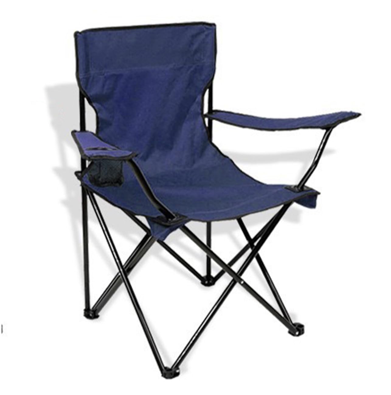 GREATOYAR Silla de Camping, Silla de Exterior, Silla Plegable Ligera, Respaldo, Apoyabrazos, Bolsillo para Tazas, Portátil, Carga 100kg, Ideal para Acampada, Jardín, Pesca, Terraza, Color Azul Oscuro