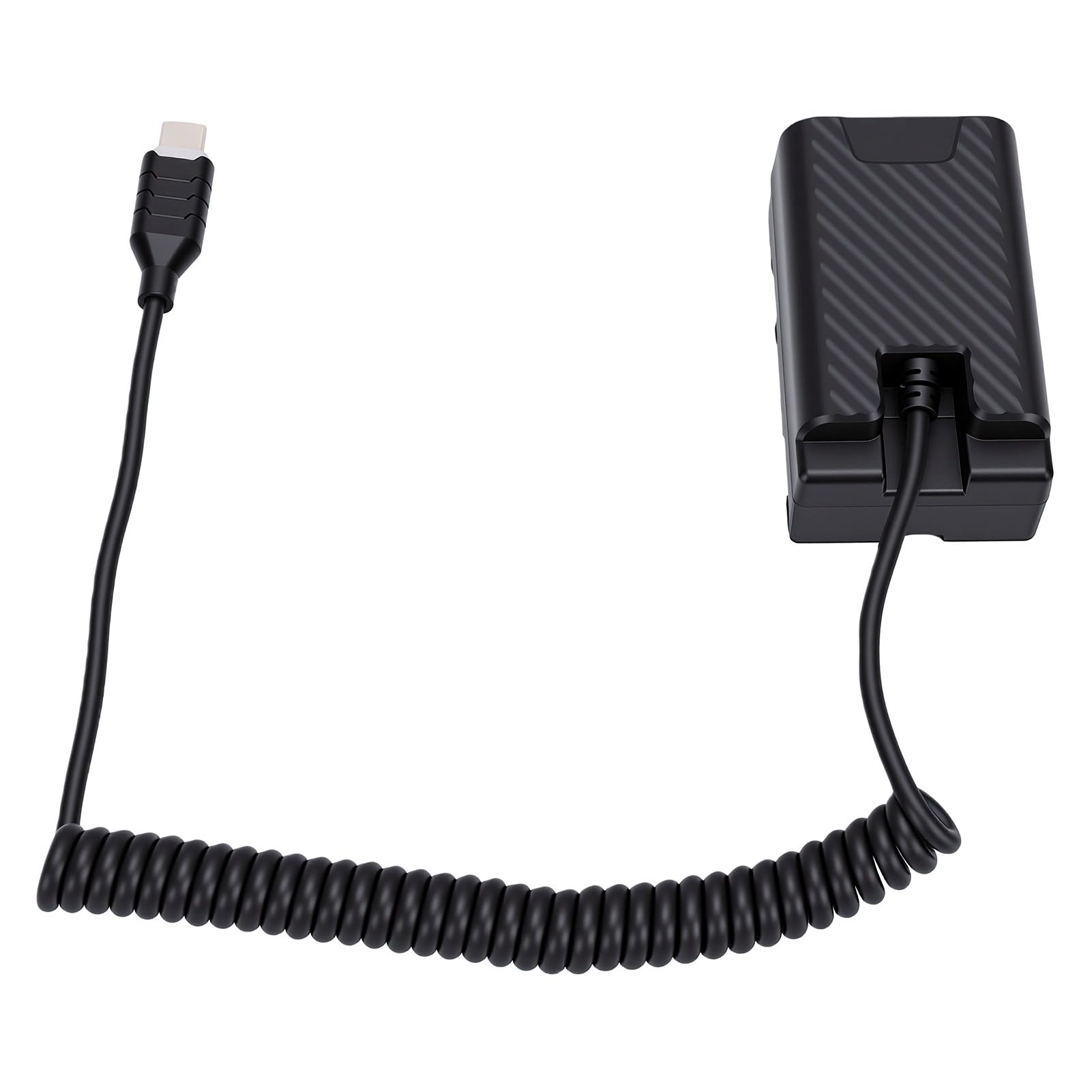 Cuifati Cavo di Alimentazione per Batteria Fittizia a Spirale di Tipo C, con Chip Decodificato per Videocamere Serie BP U30 U90, Si Estende Fino a 47 Pollici, Protezione da Sovraccarico