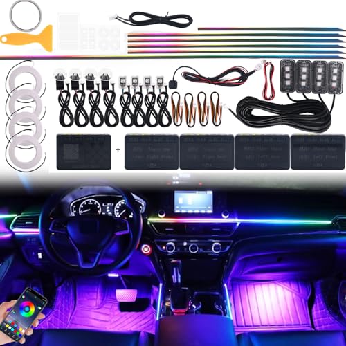 Foandbevi 22 in 1 LED Interior Lights for Car Accessories for Men Women with App, 16 Million RGB Colour Ambient Music and Footwell Lighting DIY Atmosphere Strip Lights Neon Lighting for All Cars