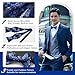 HISDERN Bow Ties for Men Navy Blue Floral Self Tie Bow Tie and Pocket Square Classic Bowties Formal Business Tuxedo Wedding Bowties Handkerchief Set