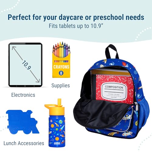 Image of Wildkin Kids 12-Inch Toddler Backpack - Lightweight School Bag for Daycare & Travel, Ages 3-7, Out of This World, 12 x 10 x 4.5 inches, 12-inch Backpack Boys