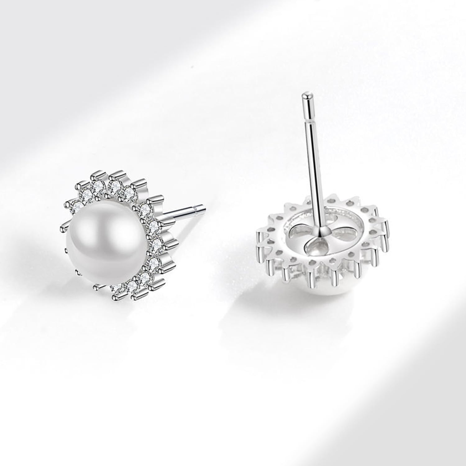 Pearl Stud Post Earrings 925 Sterling Silver Freshwater Cultured Pearl Earrings Jewelry Gifts for Women - Image 5