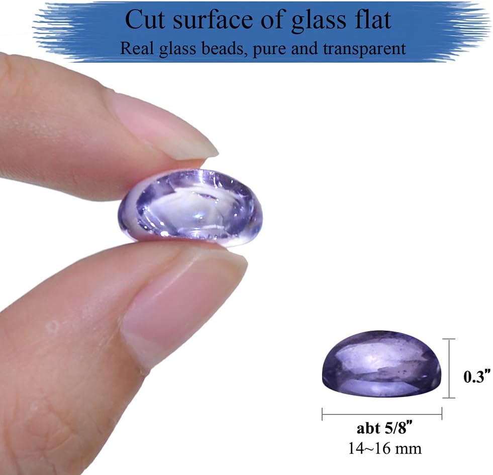 KINGOU Flat Glass Gems/Beads/Stones for Vase Filler, Table Scatter, Games - 1 Lbs (14-16mm, Approx. 5/8")