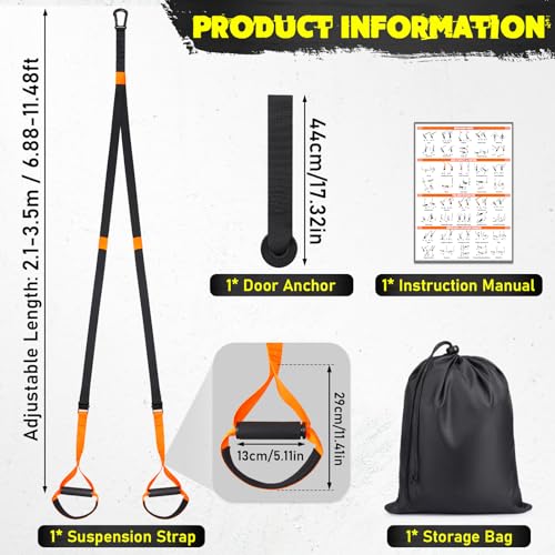 TOBWOLF Adjustable Home Suspension Straps Training Kit, All in One Compact Resistance Trainer Straps & Door Anchors, Suitable - Image 6