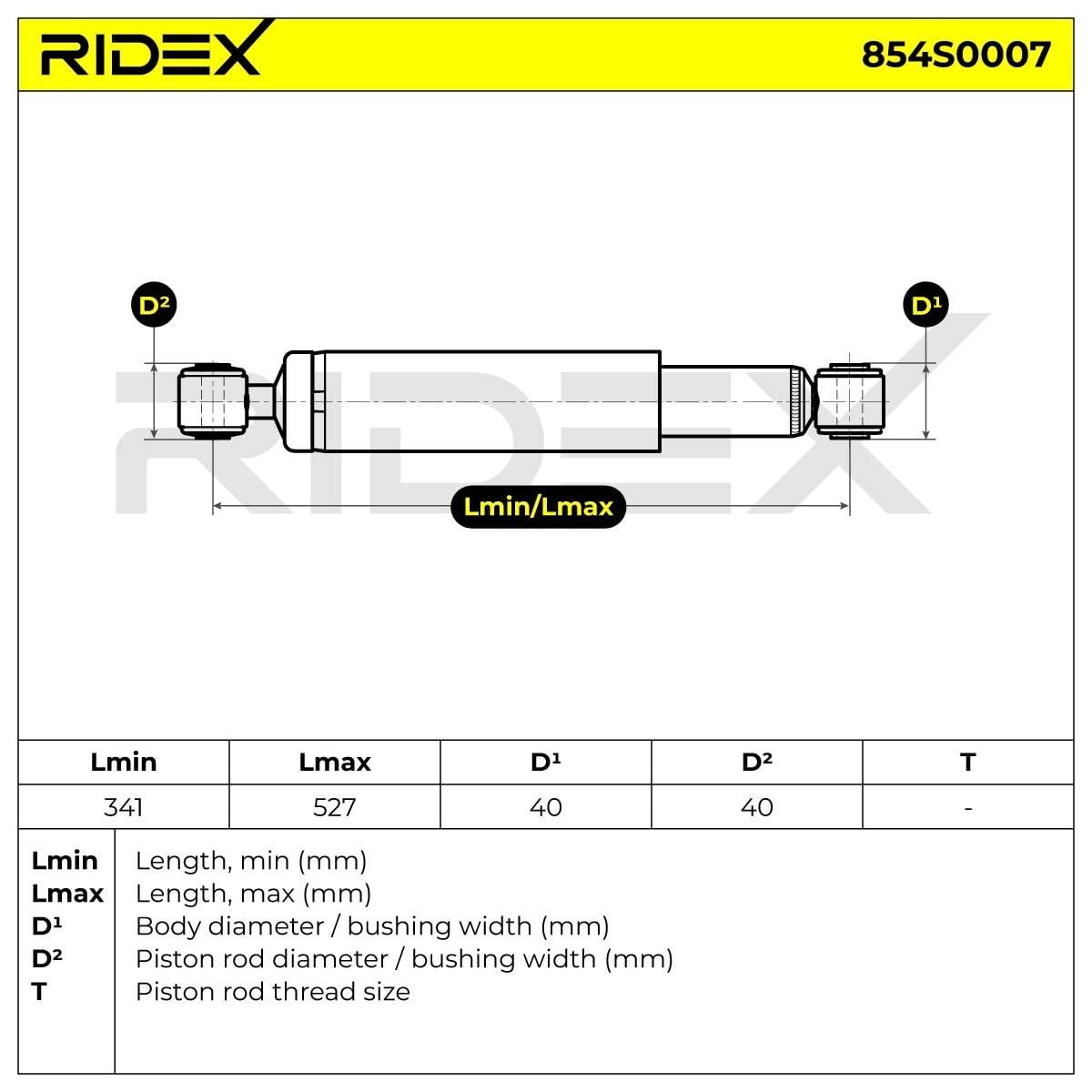 RIDEX 854S0007 2x Amortiguador Trasero Compatible con VW SHARAN 7M8, 7M9, 7M6