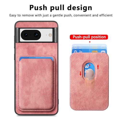 Google Pixel 8 étui portefeuille rose avec verre écran et porte-carte slim - 4