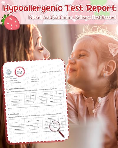 BESTEEL Hypoallergenic Silver Stud Hoop Earrings for Girls Women Surgical Steel Flatback Earrings Cute Kids Earring Pink Colorful CZ Earrings Set Toddler Earring for Sensitive Ears Age over 4 years old2