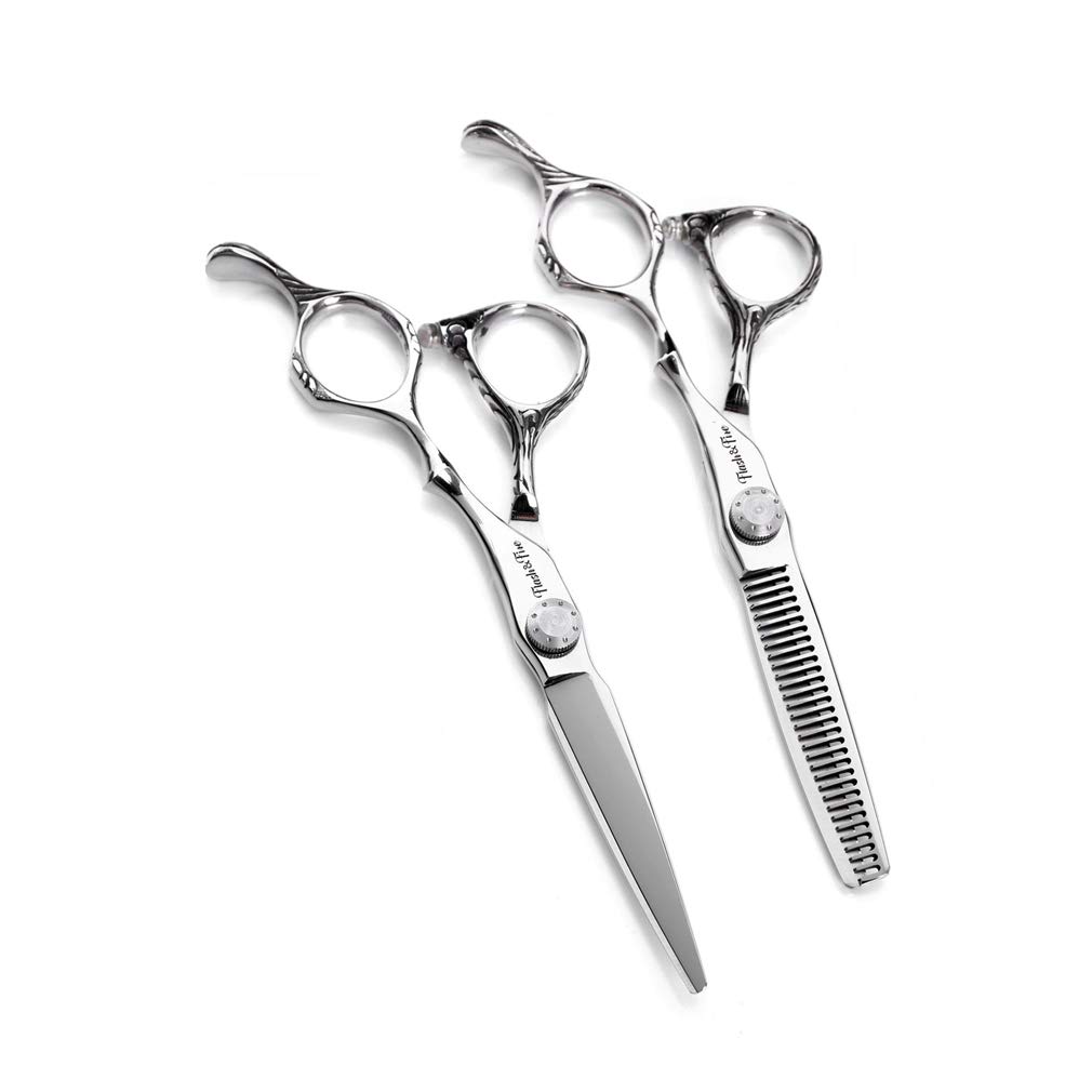 YODZ 6.0 Pollici di Parrucchiere Scissors Set, Il Taglio dei Capelli Barbiere Professionale Cesoie in Acciaio Inox Kit, con Regolabile A Vite, Luce E Sharp, per Salon, Barbieri