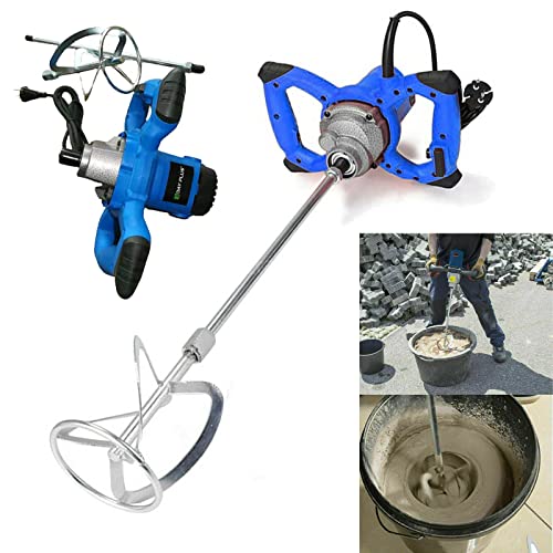 Mélangeur de ciment électrique 2600W, 0-1700 r/min, Malaxeur mortier colle à 6 vitesses avec outil d'agitation à double poignée pour mélanger la peinture, le mortier,le plâtre,le mastic