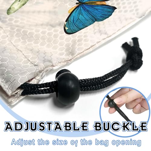 Image of Car Trash Bag Hanging Back of Seat Waterproof Small Cute Printed One-Handed Strap Drawstring Garbage Bags for Car-Butterfly Wildflower