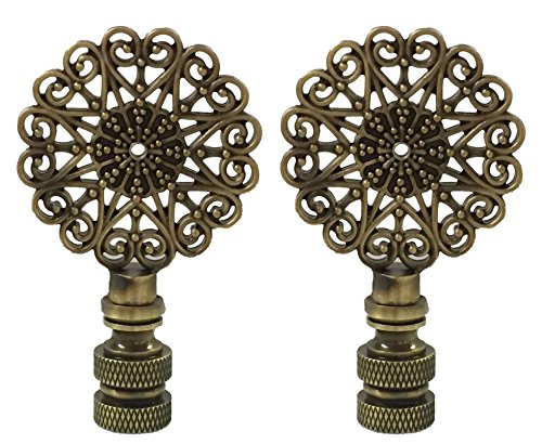 Image of Royal Designs Scalloped Filigree 2.62 inch Lamp Finial for Lamp Shade, Antique Brass - Set of 2