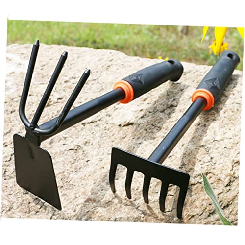 Rastrillo para suelo de jardín con mango de madera miniatura 6