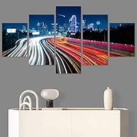 SIGNWIN 5 Panel Canvas Wall Art Light Exposure for Home Decorations Ready to Hang - 60