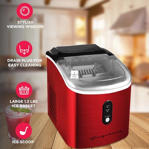 Frigidaire EFIC103 Ice Maker Machine Heavy Duty, 26lb Ice per Day, Red Stainless Steel - image 4