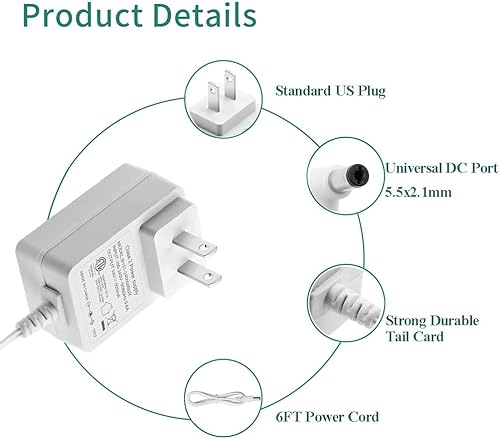 Miniatura 4 de YOOFONE Fuente de alimentación de 24 V 0.5 A 100 V-240 V CA a CC Adaptador de 24 voltios 12 W, adaptador de corriente de clase 2, cable de