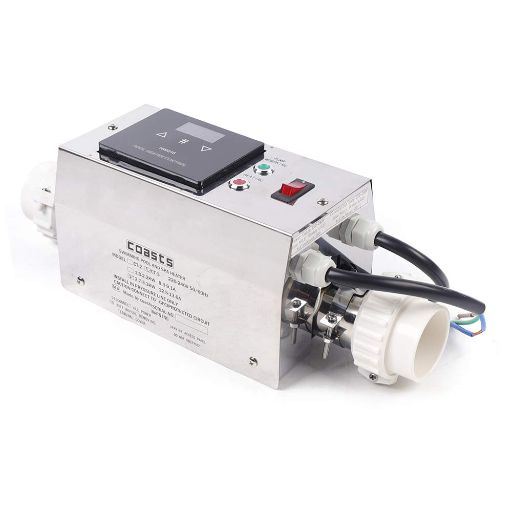 Calefacción Eléctrica para Piscina de 3000W, Termostato Calentador de Agua Instantáneo, Calentador Eléctrico para Piscinas, Aplicaciones en Spas, Piscinas