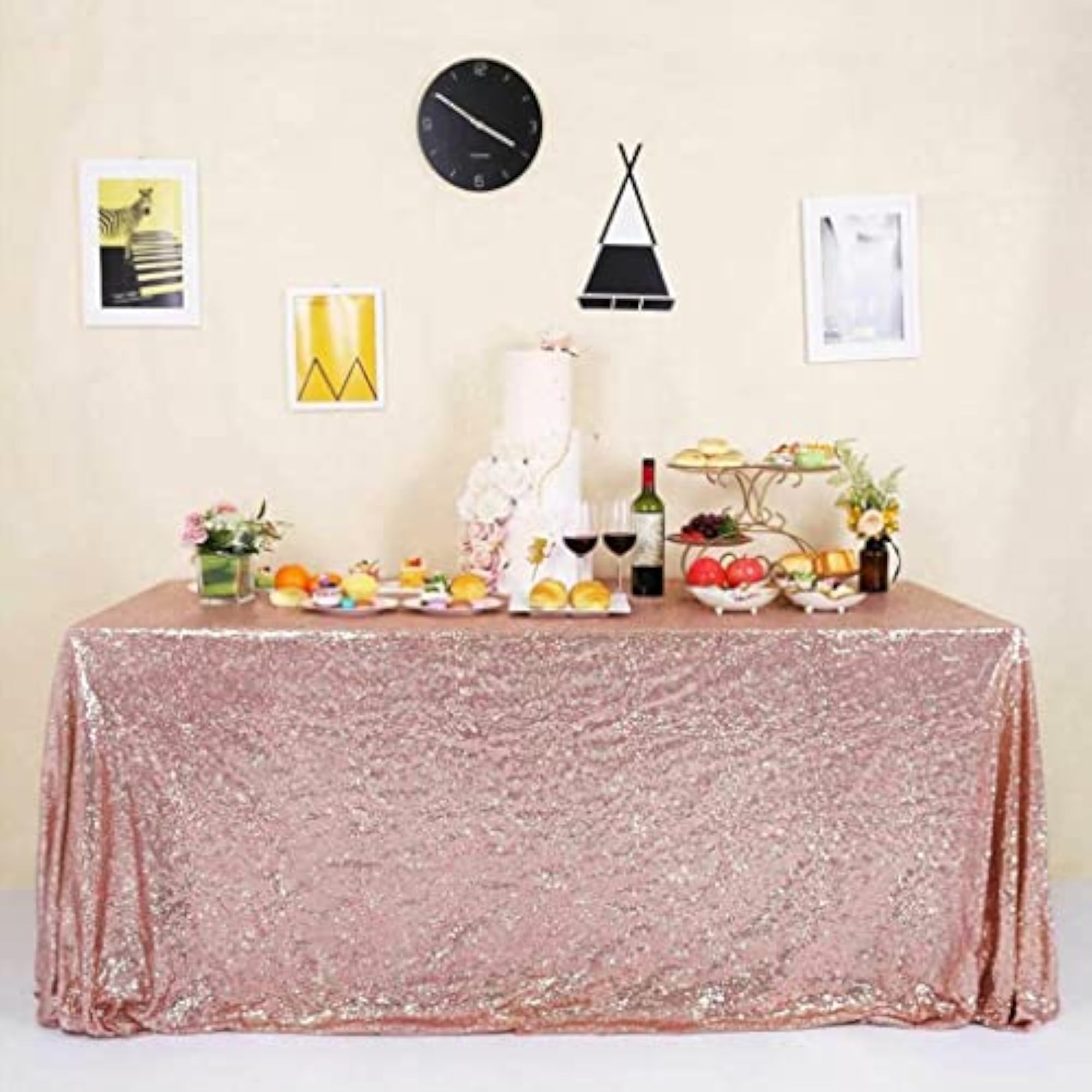 Seamless Sequin Tablecloth, Sparkly Pink