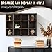 Flexzion Wooden Cubby Shelf - 12-Compartment Floating Hanging Wall Display Shelf Wood Rustic Brown Knick Knack Shelf, Versatile Wall Compartment Shelf with D-Ring Mounting Tabs