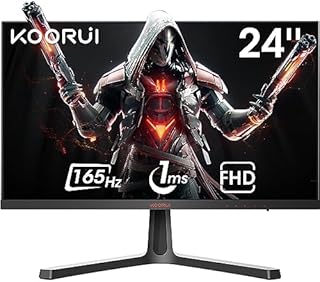 KOORUI 24 cale Monitor, Monitor do gier Full-HD Ekran PC VA 1ms 165Hz Monitor, DCI-P3 85%, AdaptiveSync Technologie, 2 x HDMI, DisplayPort, regulowane nachylenie, czarny