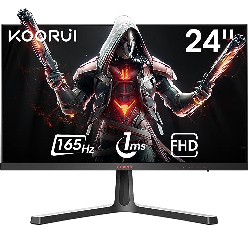 KOORUI Ecran PC Gaming 24 Pouces – Full HD (1920 x 1080), VA, Ecran 144hz 165Hz, 1ms, DCI-P3 85%, AdaptiveSync Technologie, HDMI X2, DP Noir