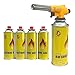 Blow Torch Head Butane Weed Burner Auto Ignition Welding Gas Flamethrower for Cooking, Catering Culinary, Blower Crafts, Camping BBQ & Fire Starter (Torch Head+4 Canisters)