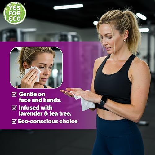 Image of [Bulk 1400-Count] Plant Based Eco-Conscious Fitness Wipe, 2 Rolls x 700 Count Infused with Lavender & Tea Tree Oil, Perfect for Yoga /Pilates Studios & Gyms, All-Purpose Gym Wipes - Bulk Buy