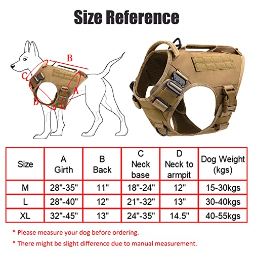 Tactical Dog Harness for Medium and Large Dogs No Pull Adjustable Dog Vest for Training Hunting Walking Military Dog Harness with Handle Service Dog Vest with Molle Panels Khaki,L,Vest only - Image 4