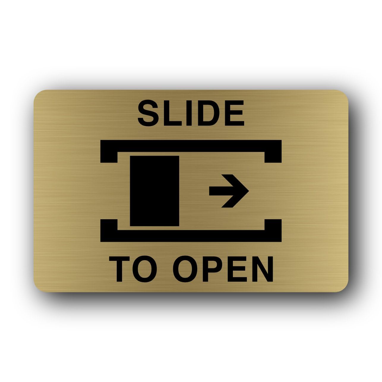 Slide to open instruction Sign – 14.0x9.0cm Brushed Aluminium