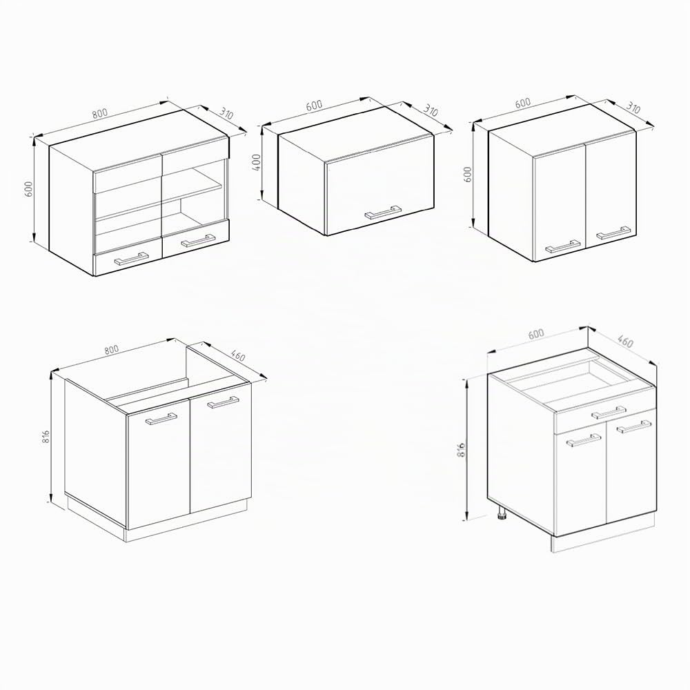 Vicco Küchenzeile R-Line, Goldkraft Eiche/Anthrazit, 200 cm