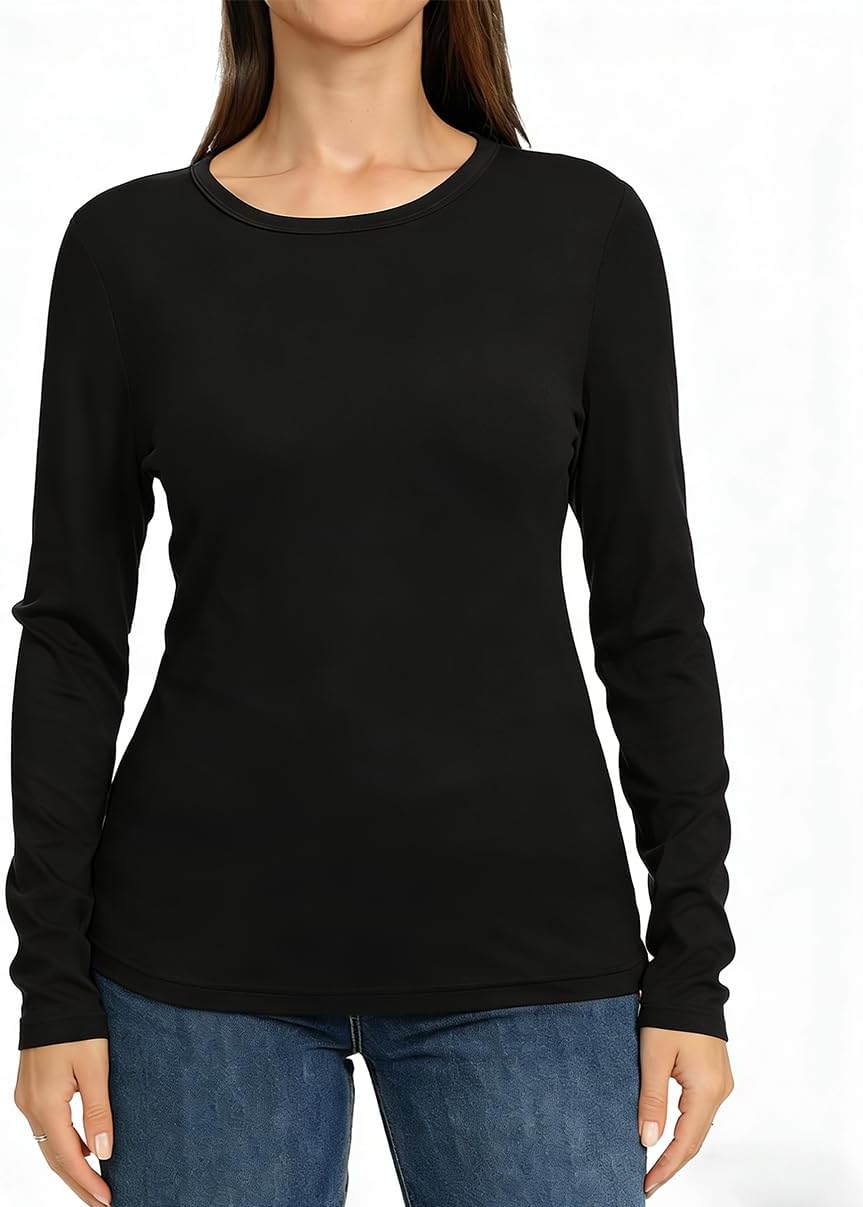 janzu Long Sleeve Shirts for Women Fall Winter Layering Shirts Casual Womens Tops Basic Clothing Underscrubs Layer Clothes