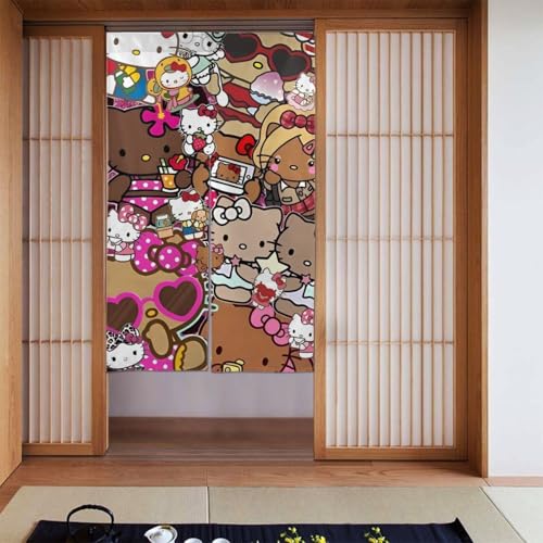 暖簾 のれん ハローキティ アニメ 遮光 カーテン ロング 間仕切り おしゃれ かわいい 和風 目隠し 湯のれん リビング 玄関 キッチン 人気 漫画 86cm×143cm