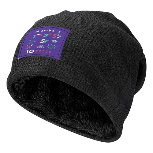 Bonnet unisexe en maille gaufrée doublé peluche chaud et léger Black 18