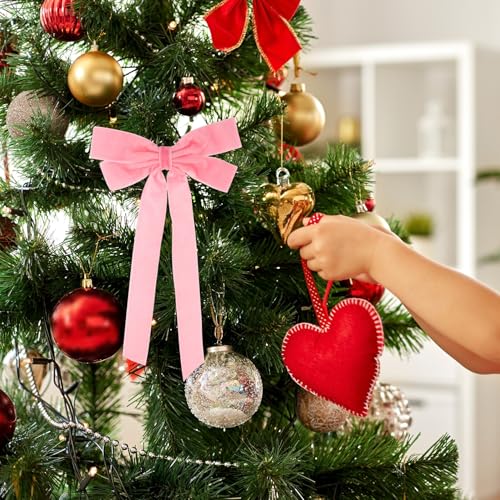 Cintas Reutilizables de Terciopelo Rosa Elegantes para Navidad 8